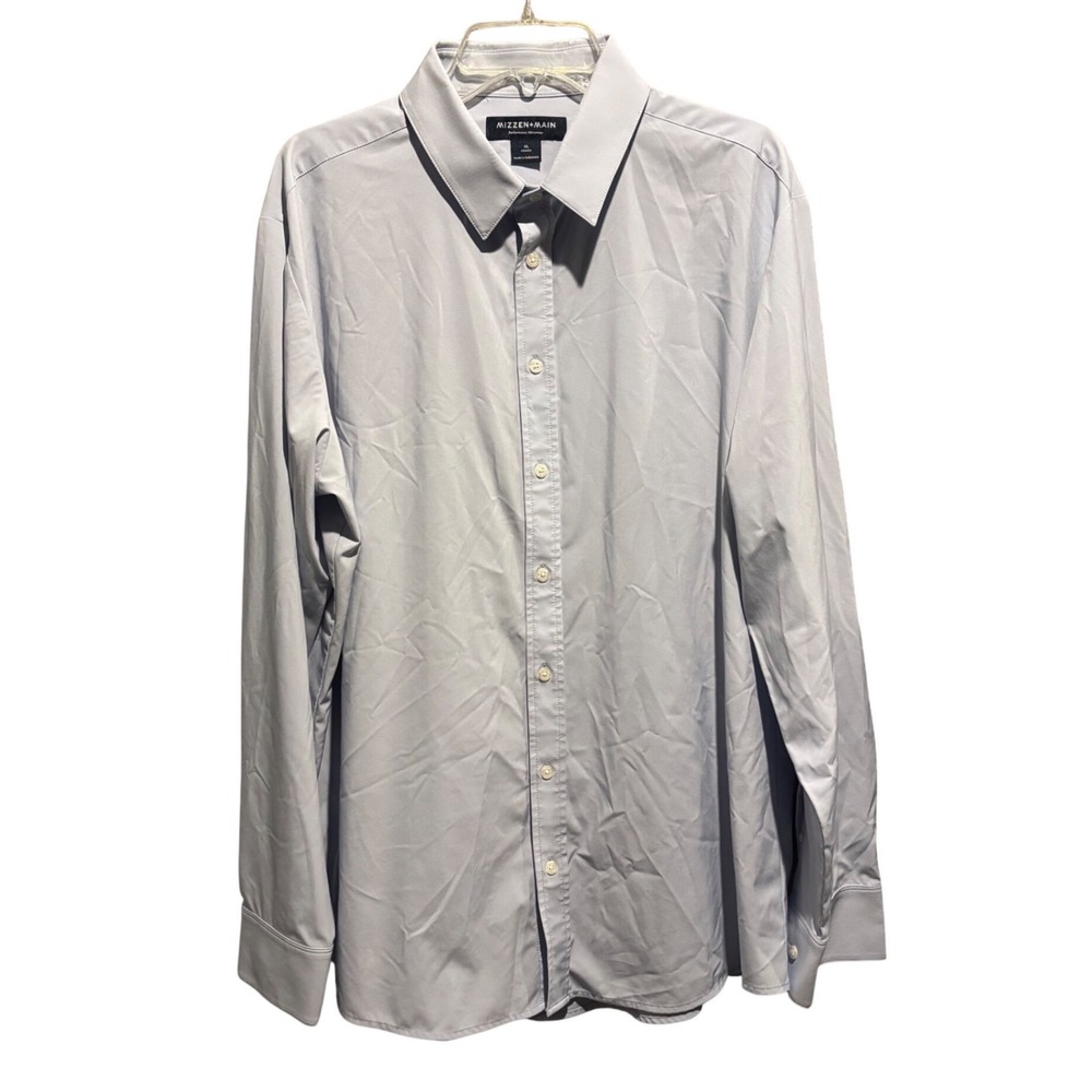 Mizzen+Main Leeward Performance Dress Shirt Mens XL Classic Fit Light Blue Solid